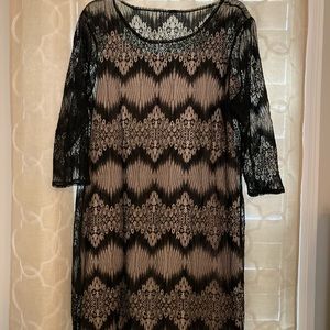 Black lace shift dress. Cocktail dress. Size XL